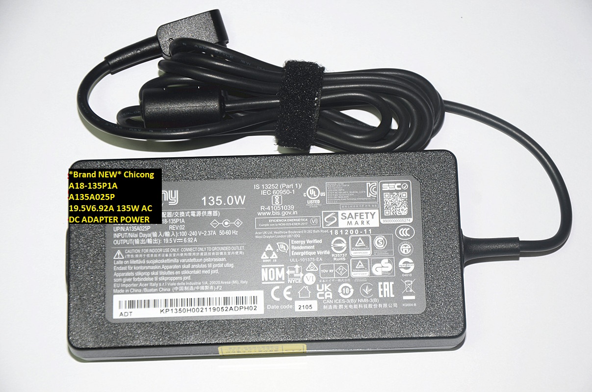 *Brand NEW* Chicong A135A025P A18-135P1A 19.5V6.92A 135W AC DC ADAPTER POWER SUPPLY